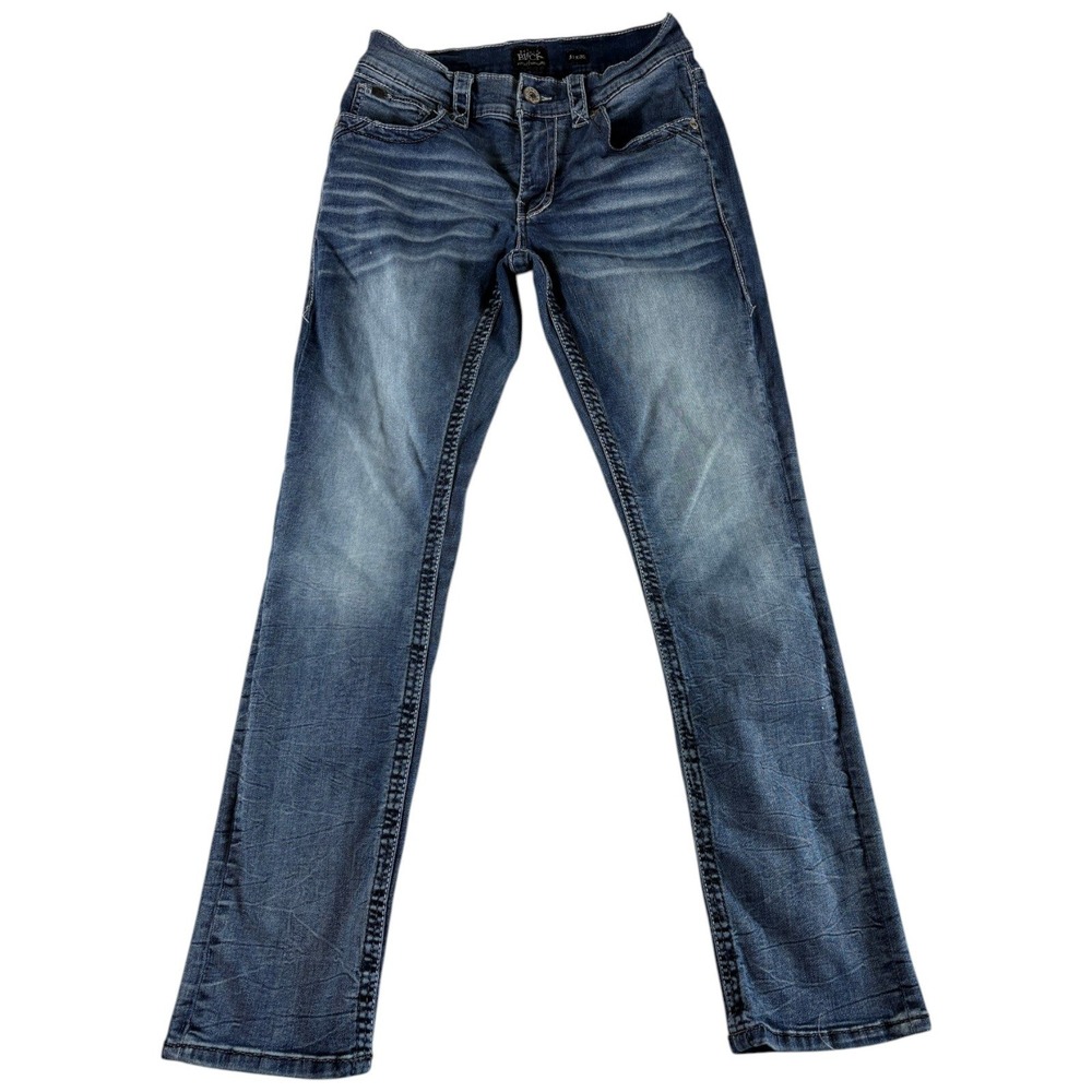 Buckle Black Jeans Womens 31x32 Blue Denim Medium Wash Whiskered Straight Leg